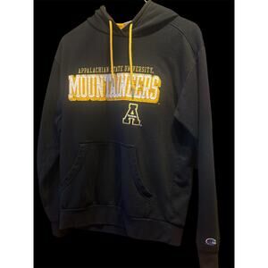 Men’s Small Appalachian State Hoodie – Champion Black Pullover Sweatshirt